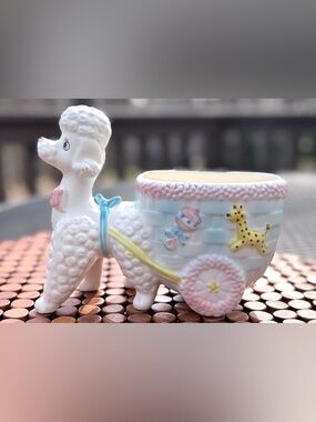 👶🏻 Vintage MCM Poodle Nursery Planter by Napco, Made in Japan, c. 1950